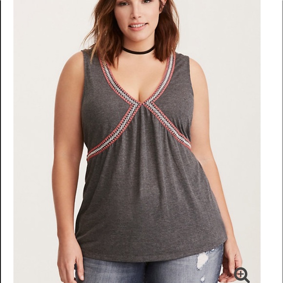 ❌SOLD❌ EMBROIDERED TANK WITH LACE BACK - Picture 1 of 6